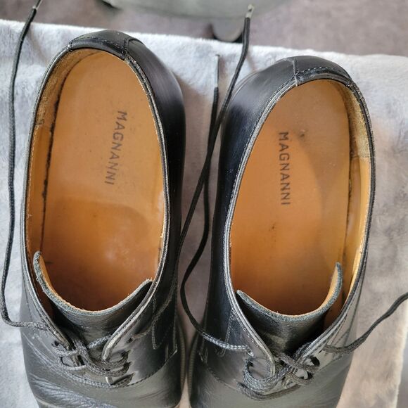 Magnanni‎ Cap Toe Mens 9.5 Black Leather Oxford Shoes - Picture 10 of 14